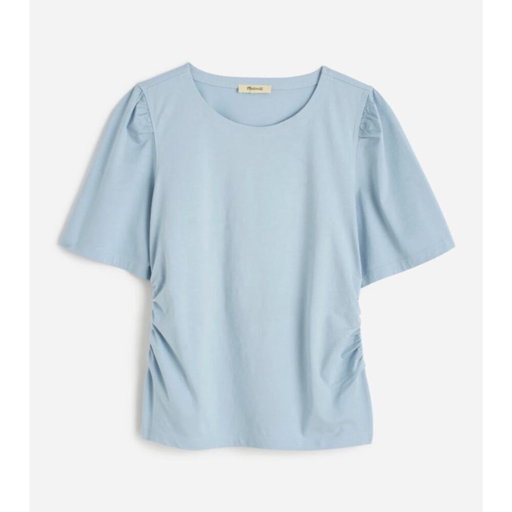 Madewell | NWT Side-Cinch Puff-Sleeve Tee in Feather Blue | Sz XXS